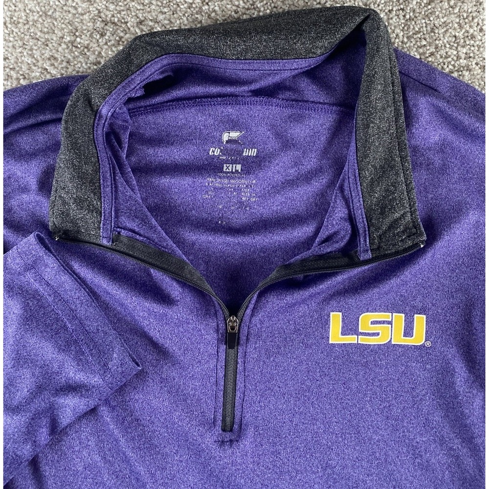 Colosseum LSU Tigers Purple Colorblock Performance 1/4 Zip Jacket Mens XL NCAA